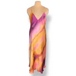 Zara XL Open Back Abstract Watercolor Maxi‎ Dress Boho Euro Summer Resort New thumbnail 2
