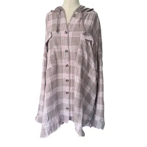 NEW SO Hooded Flannel Shirt Pink Brown Plaid NEW Plus 3X long sleeve button fron thumbnail 14