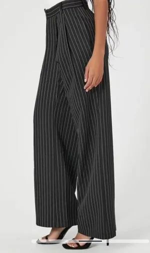 Pinstriped Wide-Leg Trouser pants sz sm new thumbnail 1