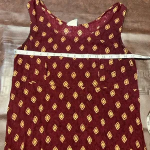 Vintage Rabbit Rabbit Rabbit Rayon Slip‎ Dress Womens M USA Made Maroon Gold thumbnail 11