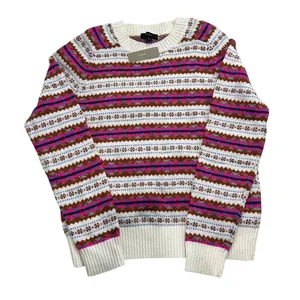 J.Crew Striped Fair Isle Crew Neck Sweater Sz SM Cozy Cabincore thumbnail 4
