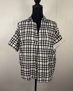 Madewell Courier Button-Back Shirt in‎ Double-Faced Plaid Size S Short Sleeve thumbnail 1