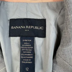Banana Republic Women's Size 12 Gray Plaid Stretch Blazer Jacket Career Workwear thumbnail 4