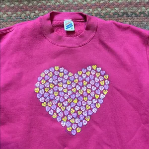 Vtg Jerzees Super Sweats Hot Pink Conversations Heart Sweatshirt thumbnail 2