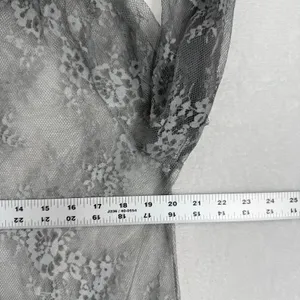 POL Womens Gray Floral Sheer‎ Lace Mesh Long Sleeve Top JFT676 Size Medium thumbnail 3