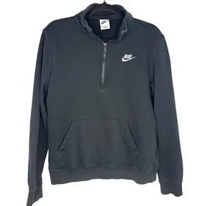 Nike Quarter Zip Sweatshirt Women's Size Medium Black Athleisure Active Cropped thumbnail 1