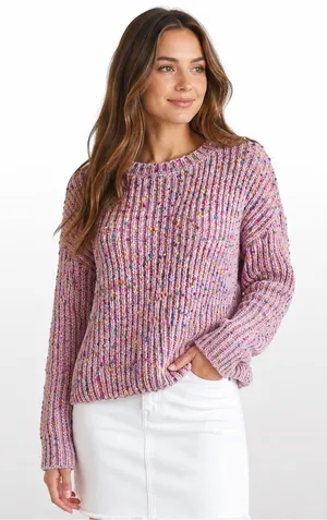 Generation K Pink Confetti Chenille Crew Neck Sweater XL Soft Cozy thumbnail 1