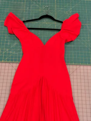 ASOS Red Flutter Sleeve V-Neck Maxi Gown thumbnail 7