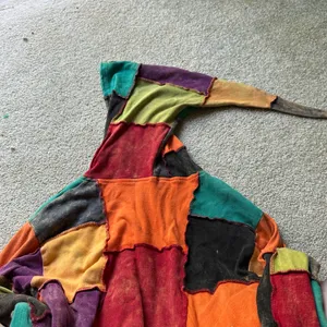 Colorful Festival Zip Up Jacket Earthy Patchwork Bohemian Hippie Eclectic thumbnail 6