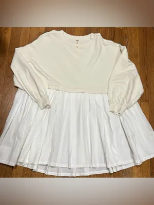 Free People Eleanor Pleated Trapeze Sweatshirt oversized mini dress size S thumbnail 2