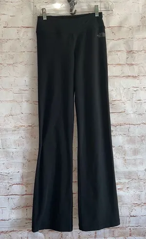 The North Face knit pants pull on XS mid rise black logo wide leg womens stretch thumbnail 1