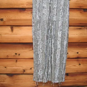Mac Duggal 5980 Blue High Neck Short Sleeve Crystal Fringe Column Dress thumbnail 13