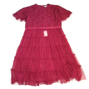 NWT Ivy City Co. Anastasia in Dark Red Embellished Tulle Ruffled Dress 3X thumbnail 3