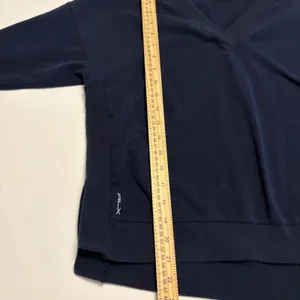 RLX Ralph Lauren Pullover Women S Navy V-Neck Ribbed Panel High-Low Top thumbnail 5