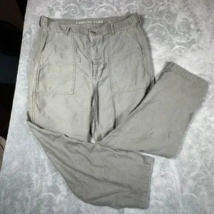 American Eagle Women 14 Olive Green Utility Cargo Pants High Rise Button Fly thumbnail 8