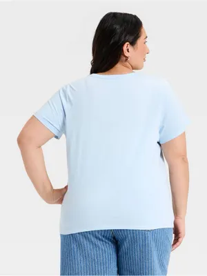 Ava & Viv Pale Blue V-Neck Short Sleeve Tee thumbnail 2