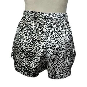 BB Dakota New Satin PJ Set Button Top Shorts Animal Print Women’s Size Medium thumbnail 11