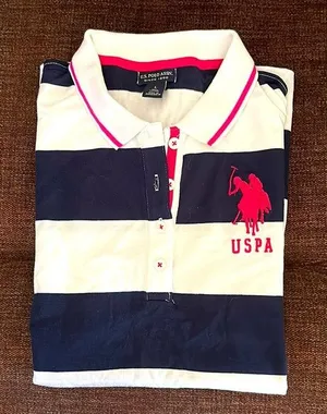 U.S. Polo Assn. Short sleeve blue and white striped polo thumbnail 1