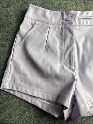 TCEC Women’s Smqll Lilac High-Waist pleather lined Shorts thumbnail 2