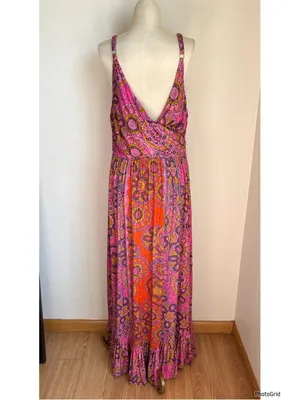 Anthropologie Maeve Andie Tie Front Maxi Dress Printed thumbnail 3