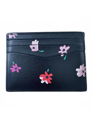 Kate Spade Staci Card Holder Black Floral Wallet Saffiano WLR00604 thumbnail 3