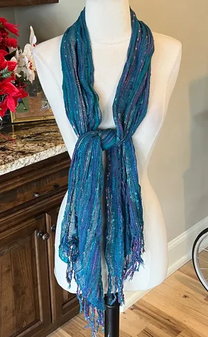 Shimmery Metallic Blue and Purple Scarf thumbnail 1