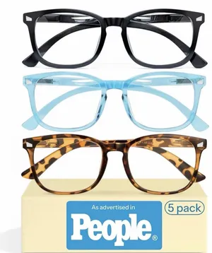 5 Pair Set 1.5 Reading Glasses for Women Blue Light Readers, Cheaters thumbnail 1