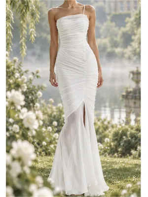 HOUSE OF CB Pearla One Shoulder Ruched Maxi Dress, Ivory, L (Plus Cup) thumbnail 2
