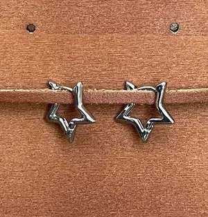 Star Huggie Hoop Earrings Silver thumbnail 1