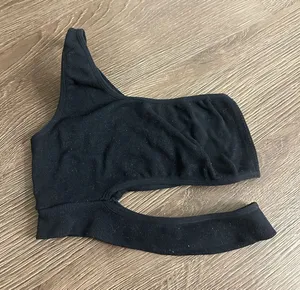 Garage Black One-Shoulder Cutout Crop Top thumbnail 1