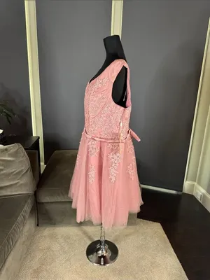 Women’s Pink Lace Short Tulle Prom Party Homecoming Dress Corset Back 24W **READ thumbnail 5