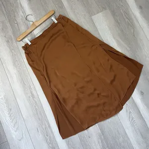 Vince Silk Skirt drape panel midi womens Brown medium minimalist contemporary thumbnail 3