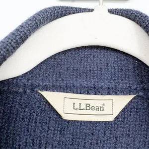 L.L. Bean Women Navy Blue 100% Wool Boiled Knit Coastal Cardigan Sweater L thumbnail 3