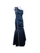 Cache Navy Blue One Shoulder Mermaid Formal Gown Sz 10 Satin Evening Prom Dress thumbnail 9