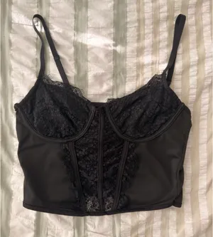 Black Lace Crop Top thumbnail 1