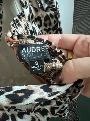 AUDREY 3PLUS Leopard Print Satin Mini Dress Strappy Sleeveless Ruffle S thumbnail 2
