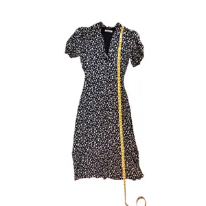 Reformation Reeds Ruffle Floral Georgette Midi Dress Size 0 Black Minimalist thumbnail 14