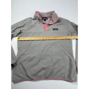Patagonia Fleece Pullover Snap-T Lightweight Pink‎ Trim Women's Medium thumbnail 4