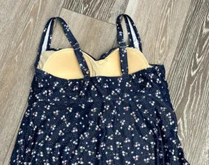 Woman’s Swimwear Sz 16 Flattering Tankini Top Navy Blue Floral Adjustable Straps thumbnail 5