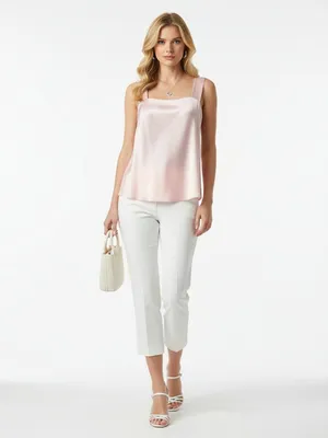 100% Silk Peach Sleeveless Tank Top M Pink Size M thumbnail 6