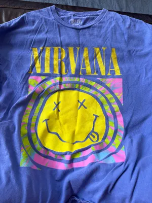 Altar'd State Nirvana smiley face blue graphic tee thumbnail 1