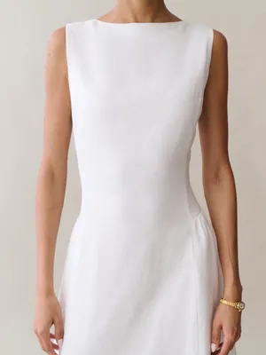 NWT Few Moda Avalon Linen Dress size Large L midi white o.p.t thumbnail 2
