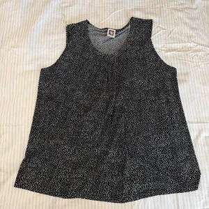 business casual preppy Anne Klein black & white polka dot tank top blouse shirt thumbnail 1