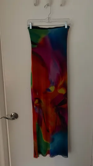 Zara Strapless Multicolored Printed Midi Dress thumbnail 2
