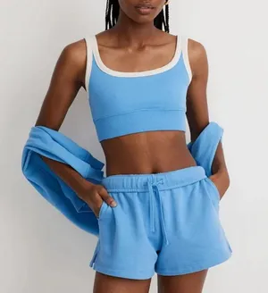 Madewell Terry Ribbed Bralette Crop Top Blue Athleisure Active Casual XS NWT thumbnail 2