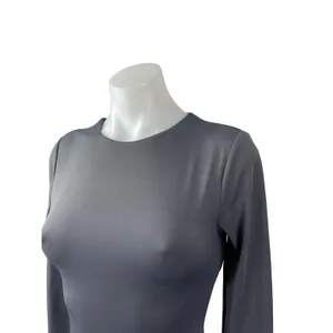 Express Body Contour Gray Long Sleeve Backless T Shirt Bodysuit Top Size XS thumbnail 2
