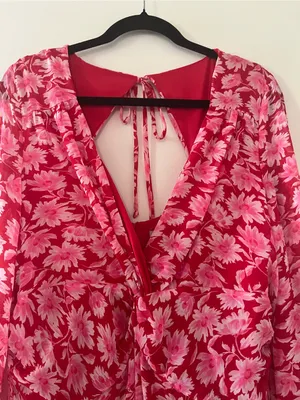Julia Jordan NWT Pink Floral Chiffon Long Sleeve Mini Dress 14 Romantic Resort Office Party thumbnail 2