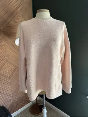 CALIA by Carrie Underwood textured crewneck blush pink lounge cozy sweatshirt S thumbnail 2