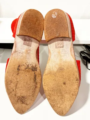 Free People Royale Leather D'Orsay Booties Orange Leather Flats Size 8 thumbnail 5