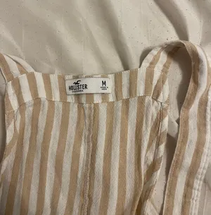 Hollister Tan White Striped Overalls thumbnail 2